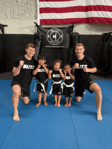 Sensei Tyce and Daygan with the Little Ninjas.