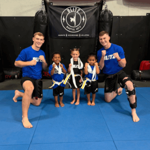 Sensei Tyce and Daygan with the Little Ninjas.