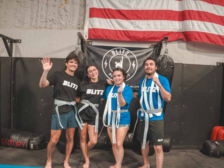 Blitz Martial Arts adult students after completing the belt test.